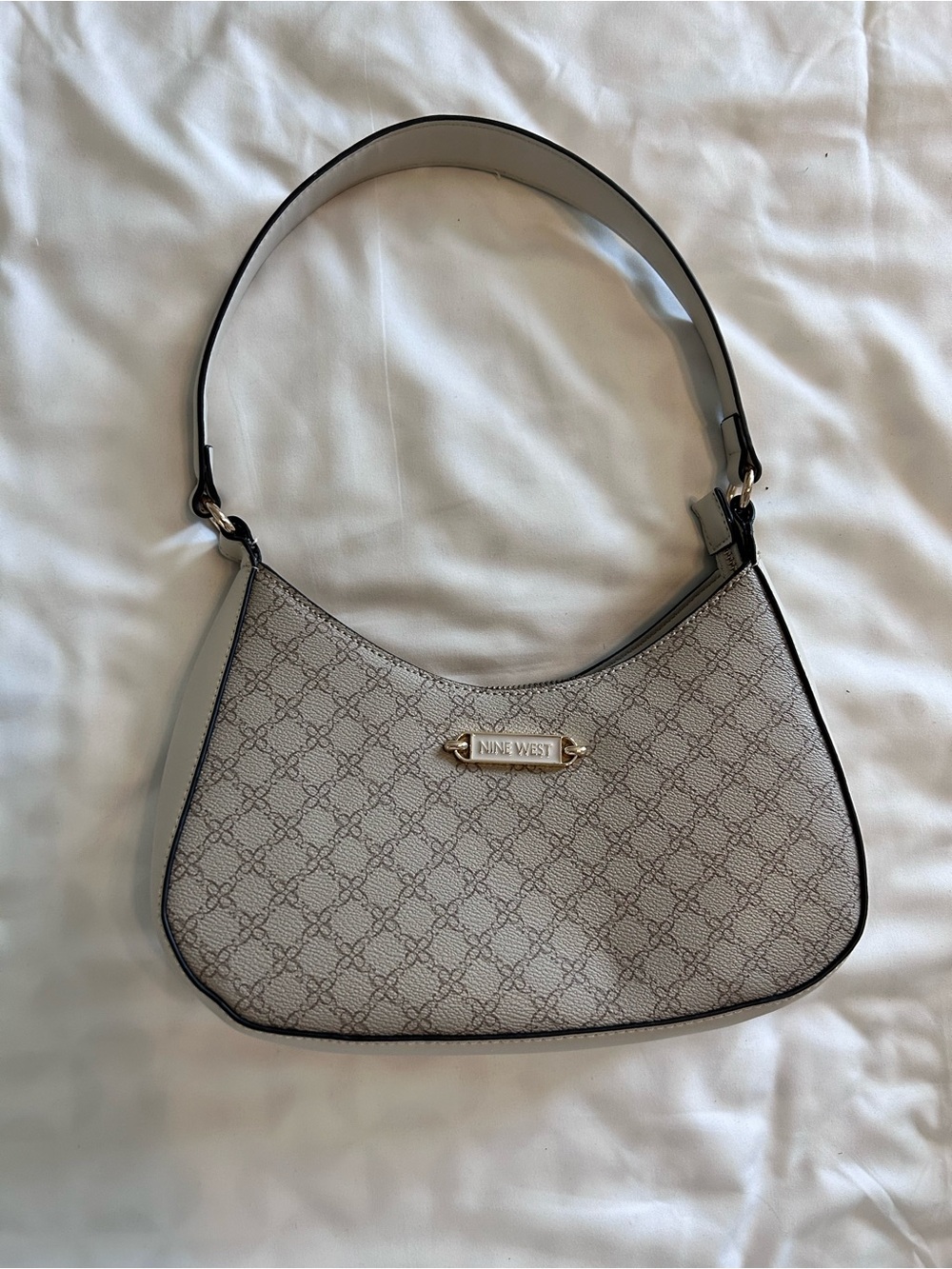 Nine West Neutral Patterned Crescent Shoulder Bag